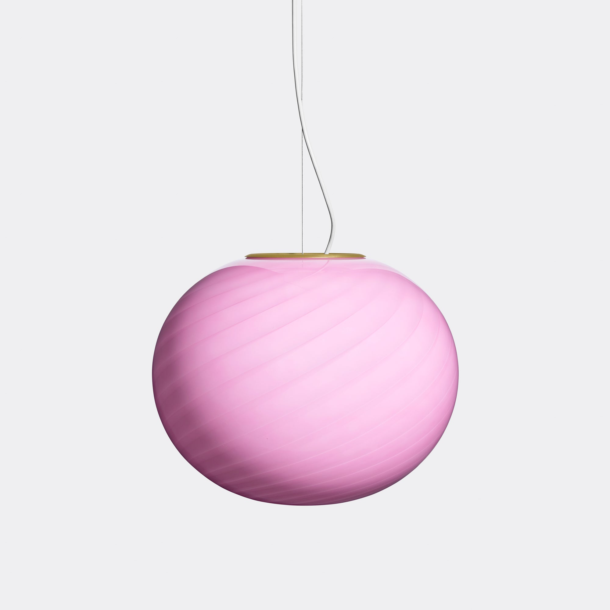 Stor Murano Candy oval pendel bubble gum lyserød D:40 cm