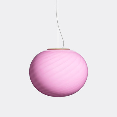 Stor Murano Candy oval pendel bubble gum lyserød D:40 cm