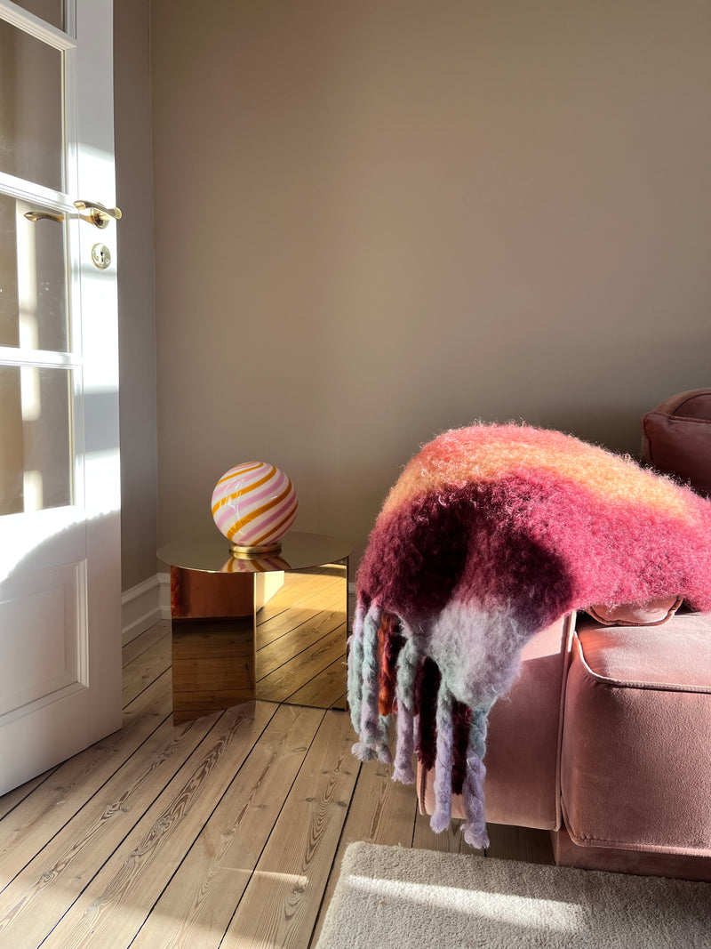 Murano Candy bordslampa gul/ljusrosa swirl D:20 cm