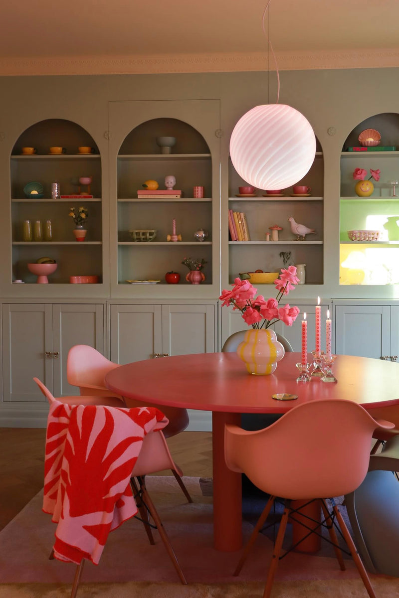 Stor Murano Candy pendel bubble gum ljusrosa D:40 cm