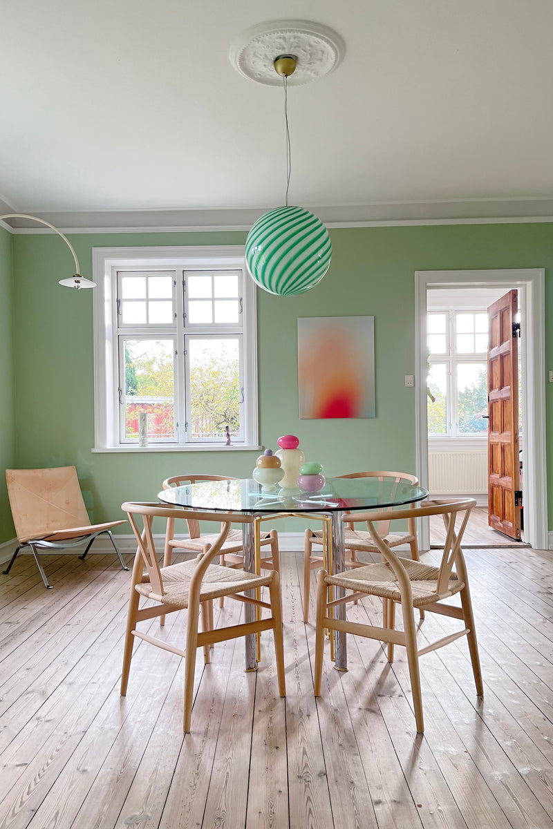 Stor Murano Candy pendel grön/vit swirl D:40 cm