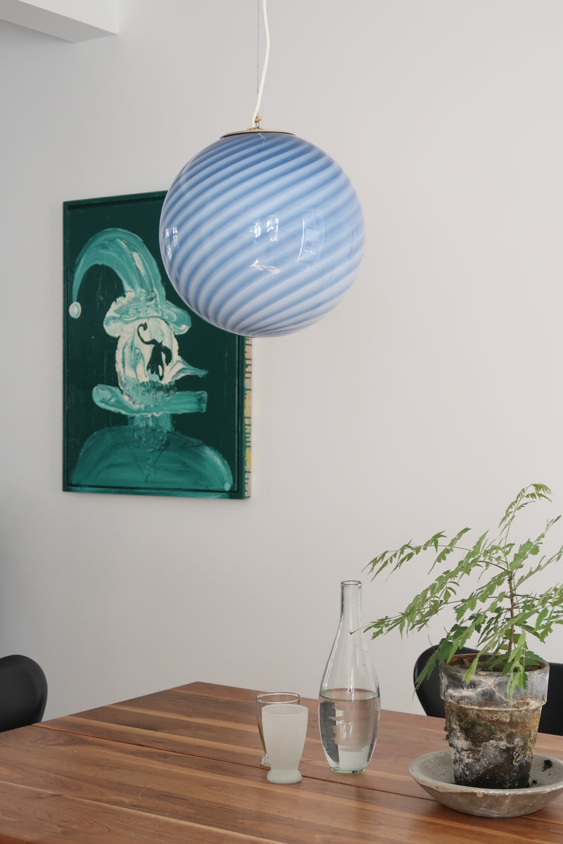 Murano Candy pendel blå swirl D:30 cm