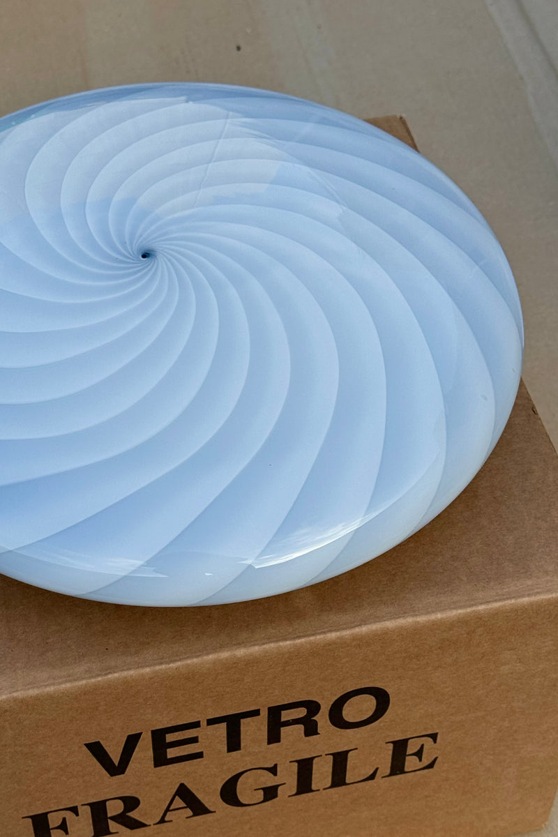 Murano Candy plafond ljusblå swirl D:30 cm