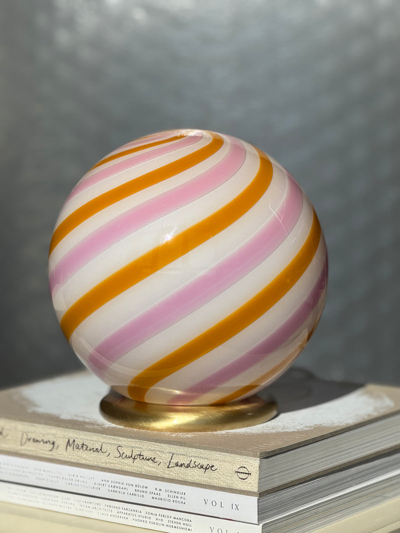 Murano Candy bordslampa gul/ljusrosa swirl D:20 cm