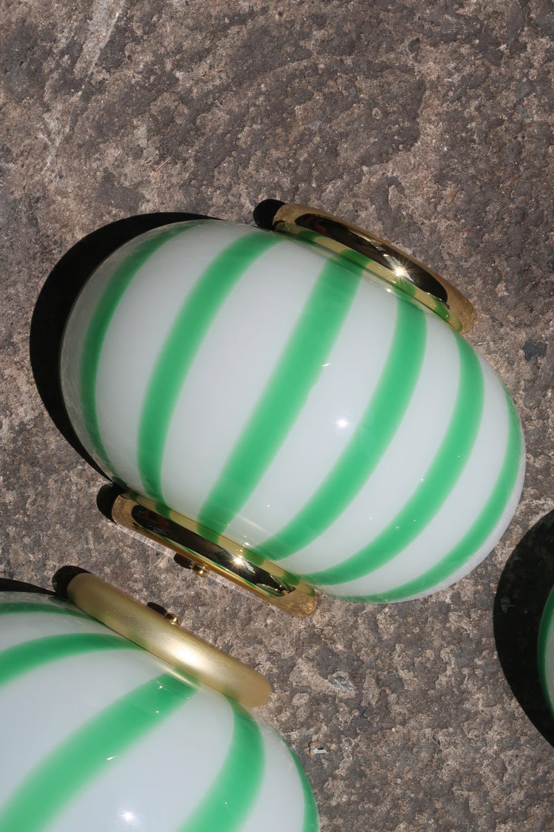 Murano Candy vägglampa gröna ränder 21x15cm