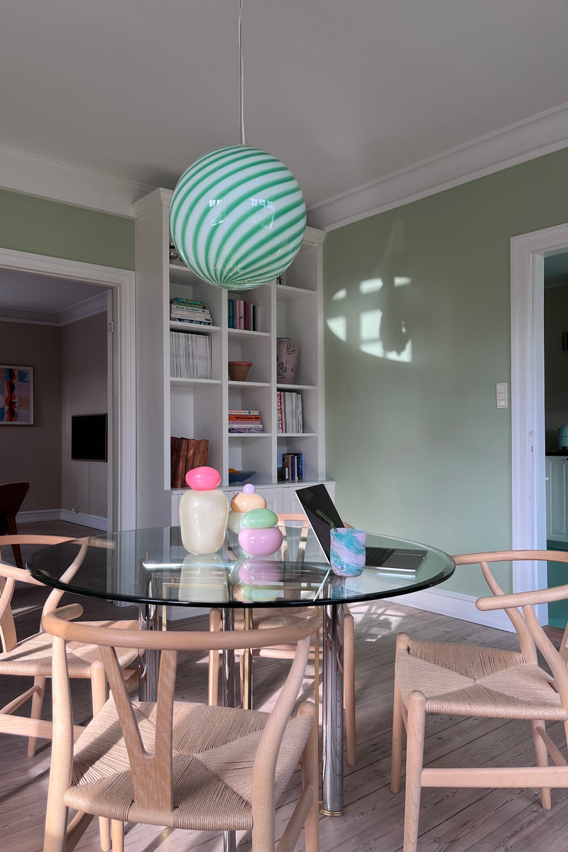 Stor Murano Candy pendel grön/vit swirl D:40 cm