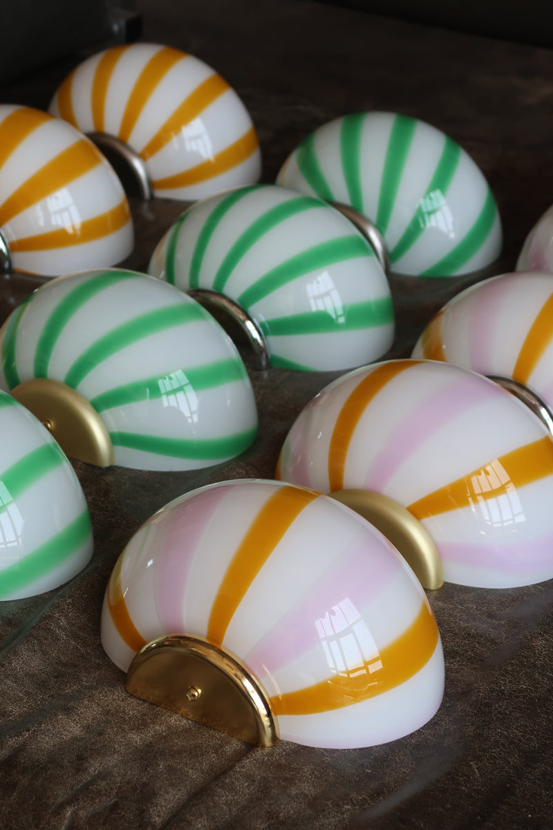 Murano Candy vägglampa rosa/gula ränder 21x15cm