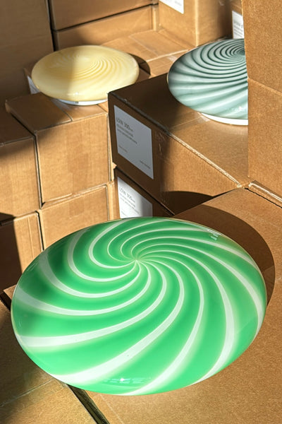 Murano Candy plafond groen/wit swirl D:30 cm