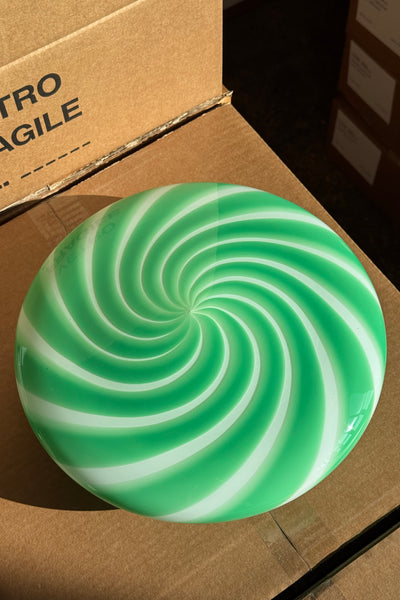 Murano Candy plafond groen/wit swirl D:30 cm