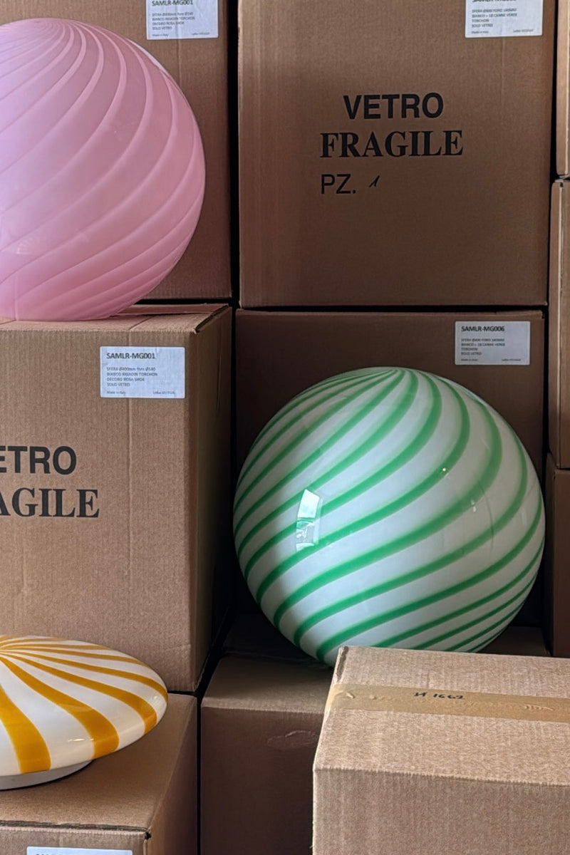 Stor Murano Candy pendel grön/vit swirl D:40 cm