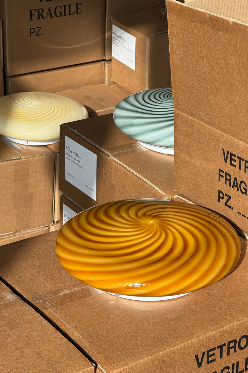 Murano Candy plafond petroleumgrön swirl D:30 cm