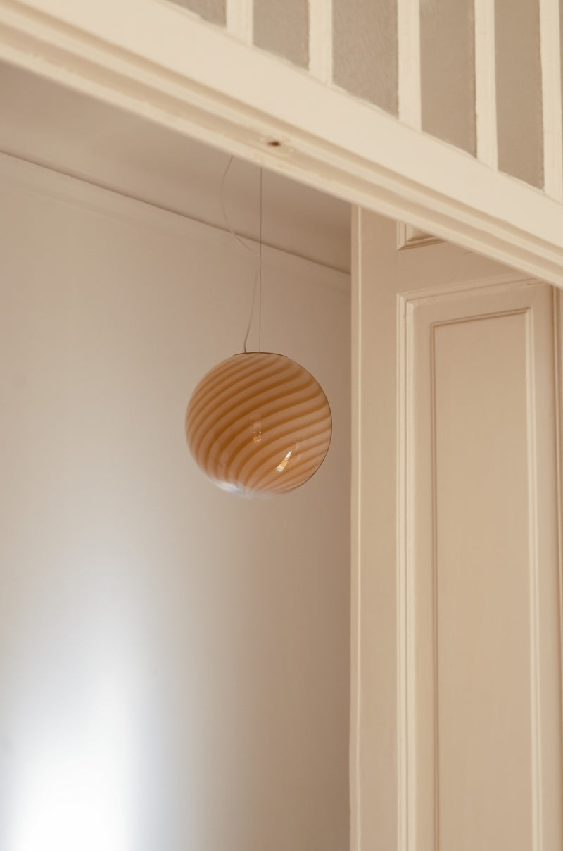 Big Murano Candy Round Pendant Caramel Cream Swirl D: 40 cm