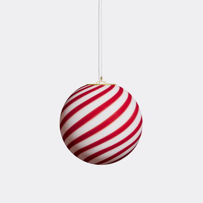 Murano Candy pendel bordeaux röd/vit swirl D:30 cm