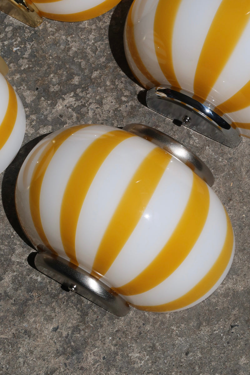 Murano Candy vägglampa gula ränder 21x15cm