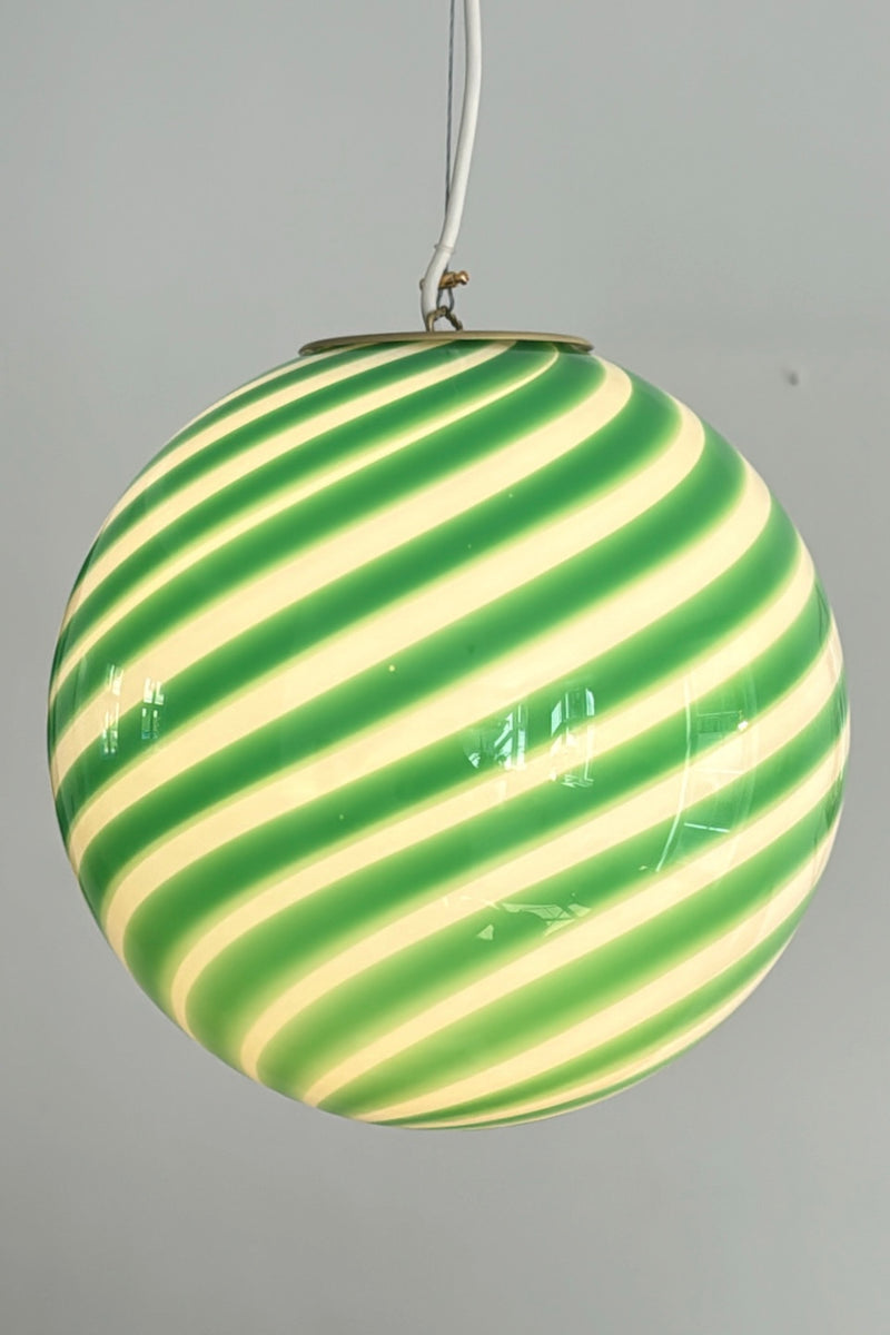 Murano Candy pendel grön/vit swirl D:30 cm