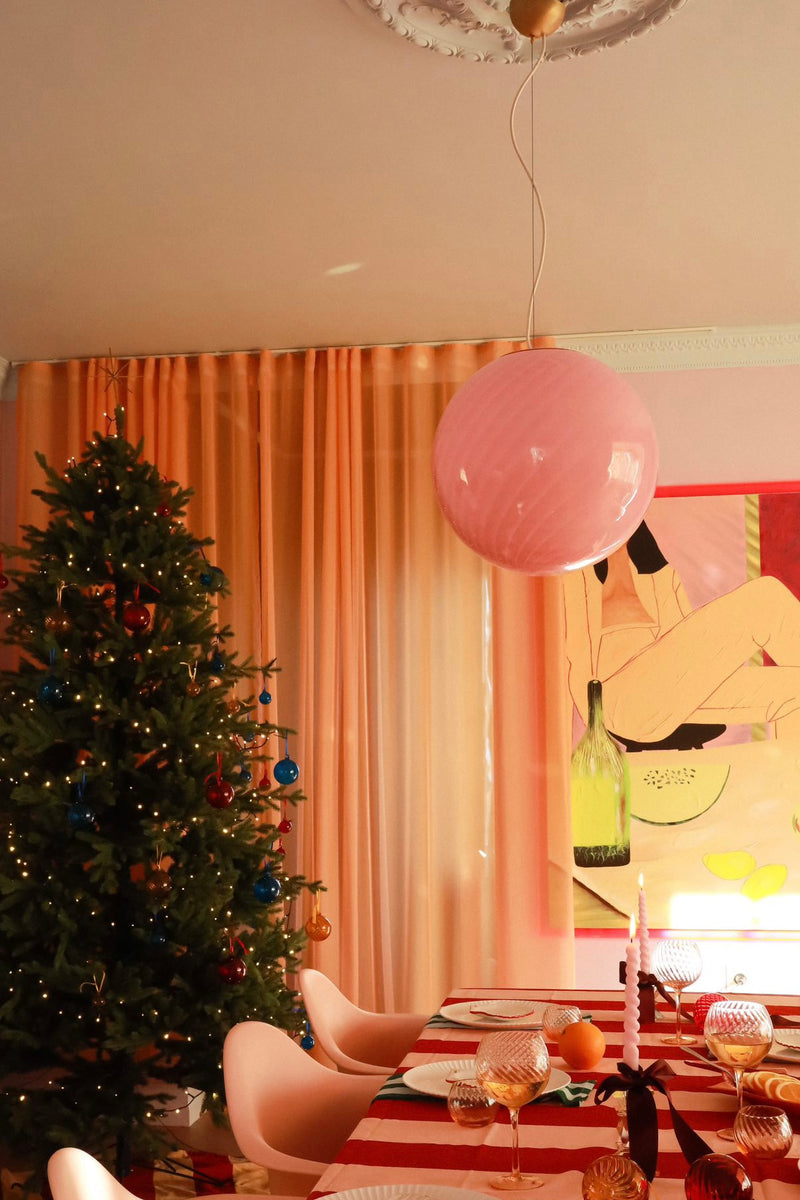 Stor Murano Candy pendel bubble gum ljusrosa D:40 cm