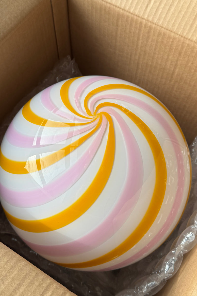 Murano Candy pendel gul/rosa swirl D:30 cm