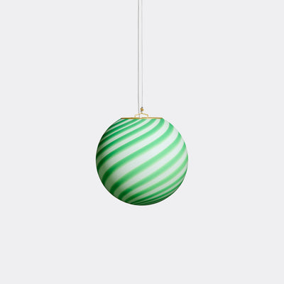 Murano Candy pendel grønn/hvit swirl D:20 cm