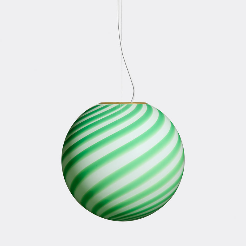 Stor Murano Candy pendel grøn/hvid swirl D:40 cm