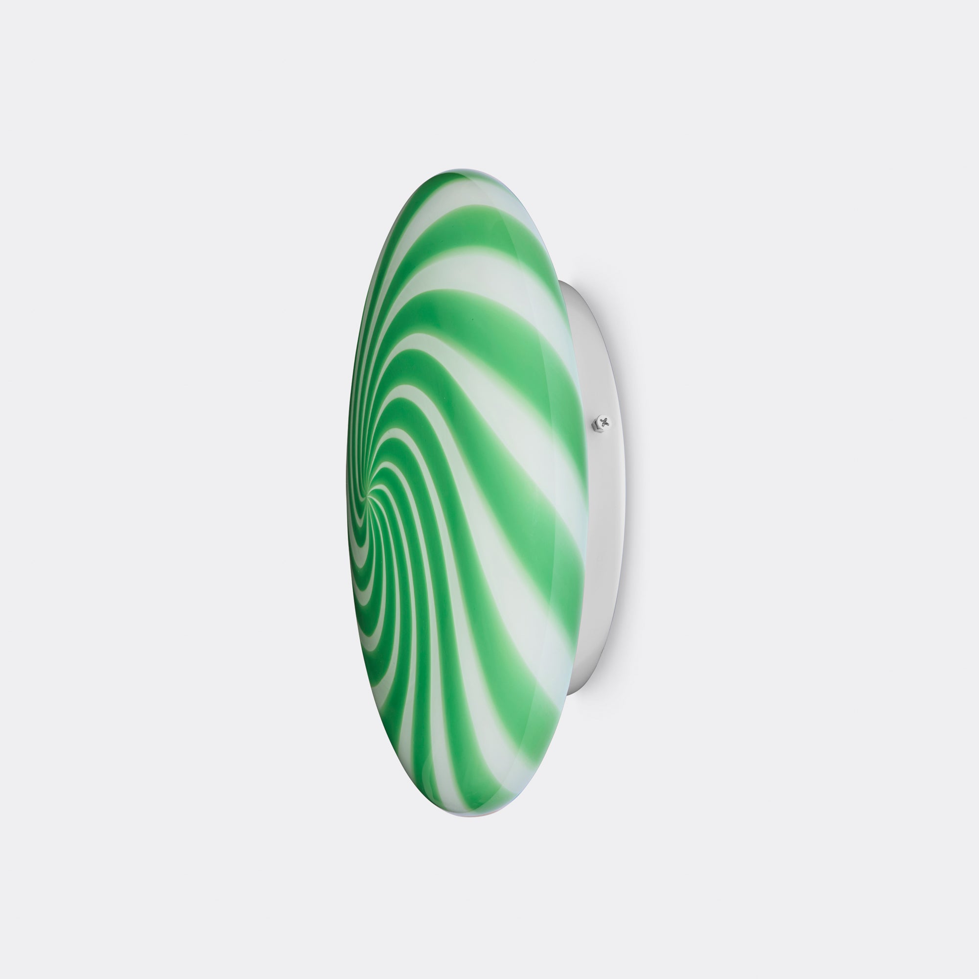 Murano Candy plafond grön/vit swirl D:30 cm