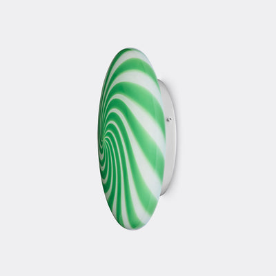 Murano Candy plafond groen/wit swirl D:30 cm