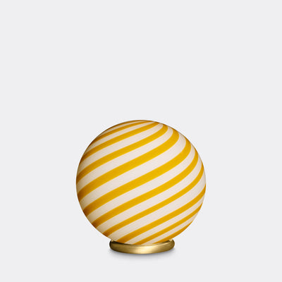 Murano Candy bordlampe gul/hvit swirl D:20 cm