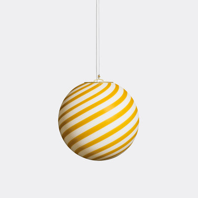 Murano Candy pendel gul/vitt swirl D:30 cm