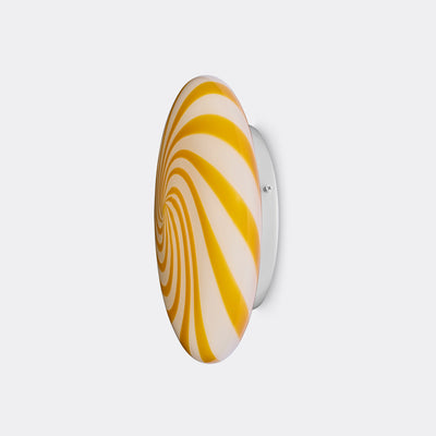 Murano Candy plafond geel/wit swirl D:30 cm