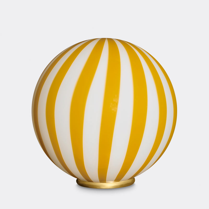 Murano Candy gulvlampe gul/hvid vertikale striber D:40 cm