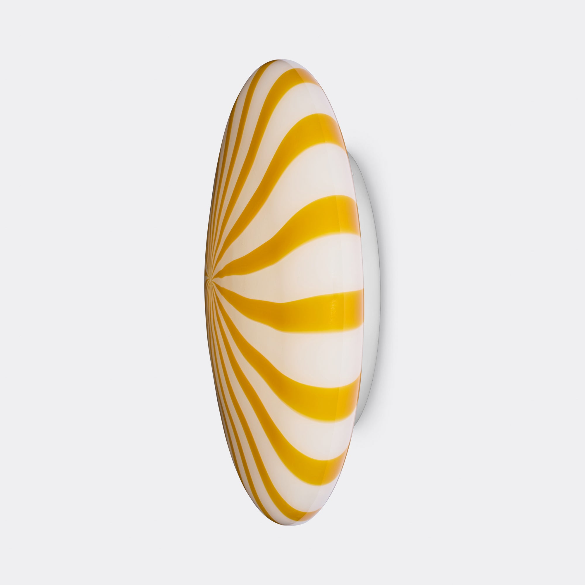 Stor Murano Candy plafond gul/vita ränder D:40 cm