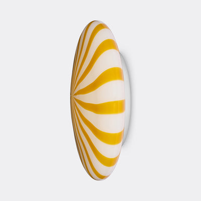 Grote Murano Candy plafondlamp gele/witte strepen D:40 cm