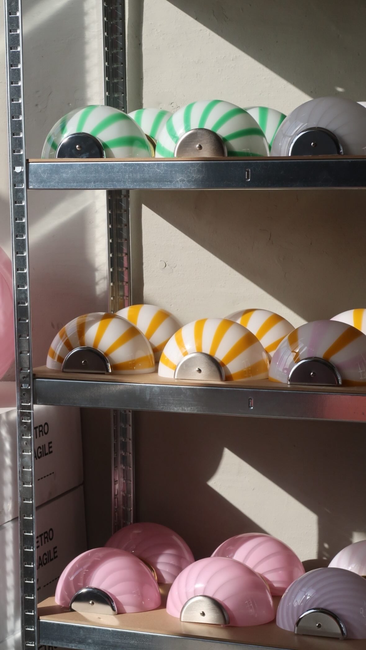 Murano Candy vägglampa gula ränder 21x15cm