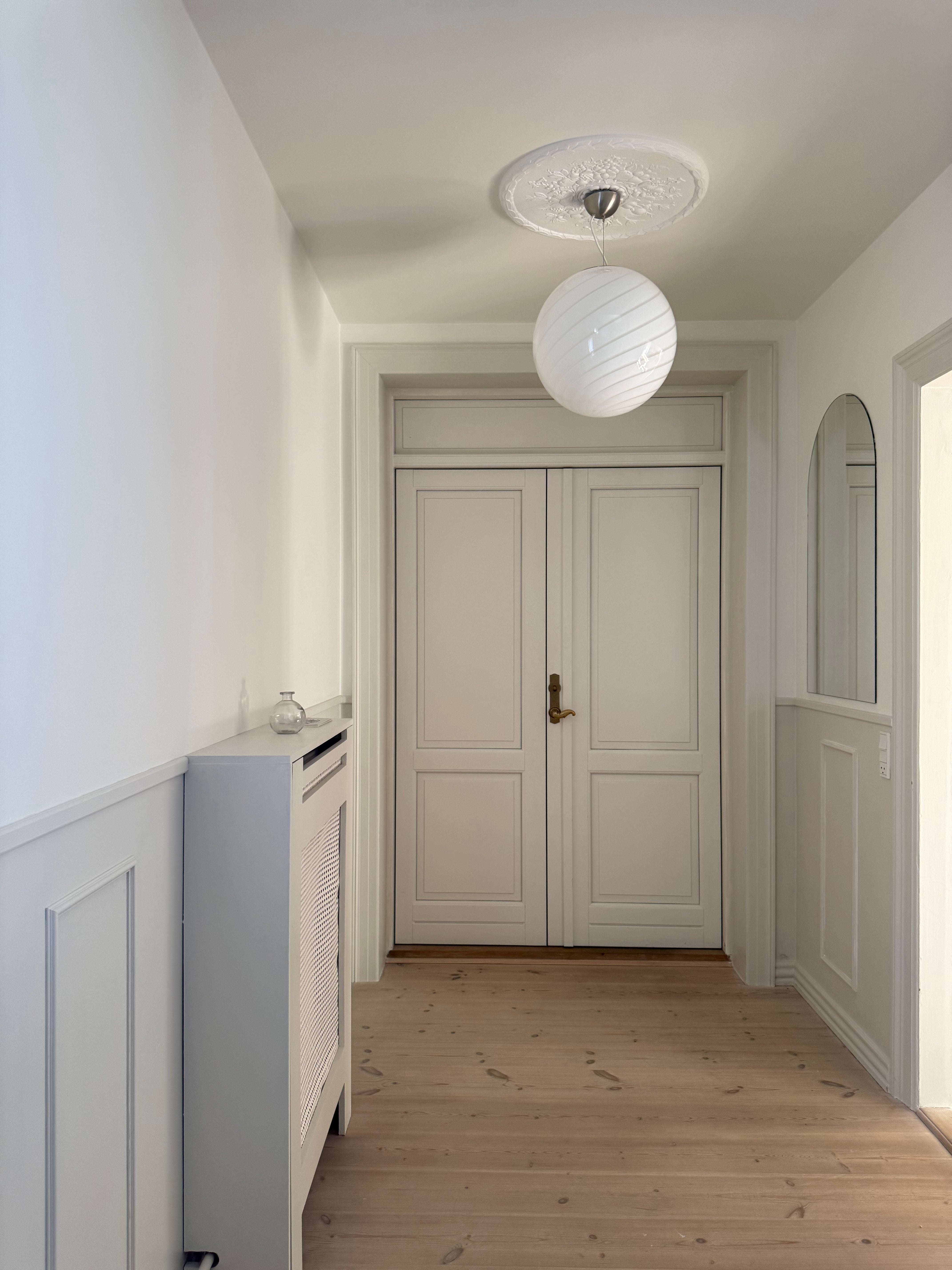 Stor Murano rund vit swirl-lampa pendel D:40 cm