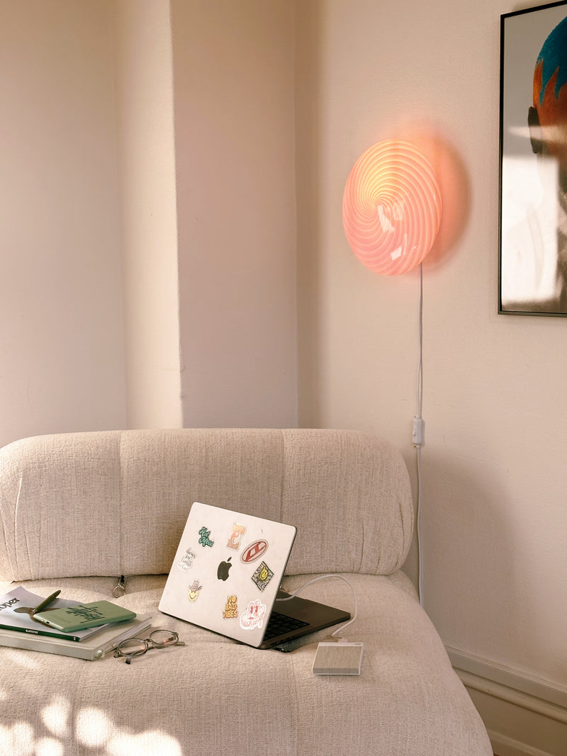 Murano Candy plafond bubble gum lyserød swirl D:30 cm