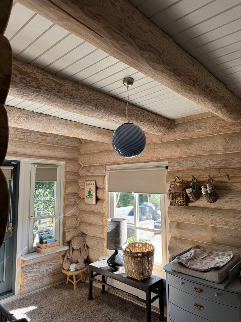 Murano Candy pendel blå swirl D:30 cm