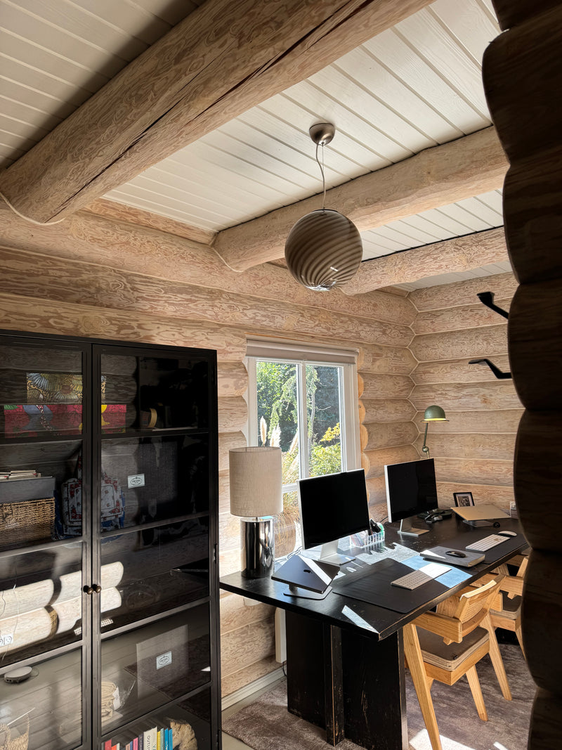 Murano Candy pendel grå brun swirl  D:30 cm