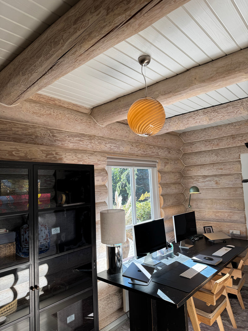 Murano Candy pendel grå brun swirl  D:30 cm