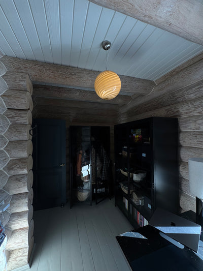 Murano Candy pendel grå brun swirl  D:30 cm