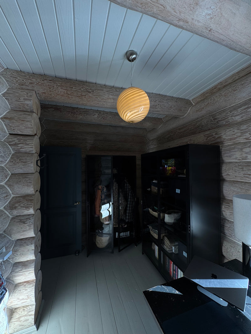 Murano Candy pendel grå brun swirl  D:30 cm