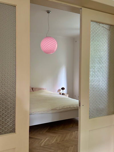 Stor Murano Candy pendel bubble gum ljusrosa D:40 cm