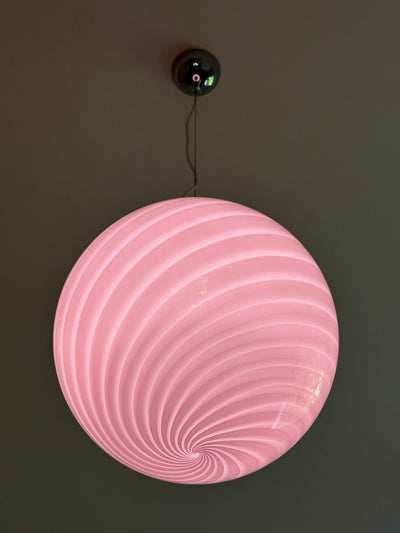 Stor Murano Candy pendel bubble gum ljusrosa D:40 cm