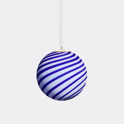 Murano Candy pendel koboltblå/vit swirl D:30 cm