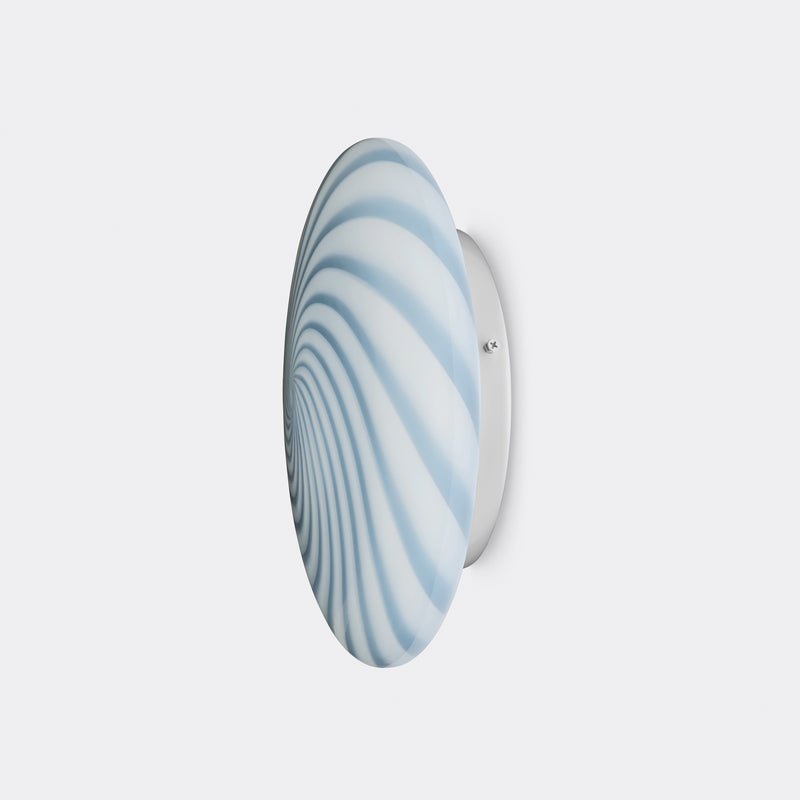 Murano Candy plafond lyseblå swirl D:30 cm