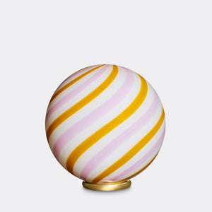 Murano Candy bordslampa gul/ljusrosa swirl D:30 cm
