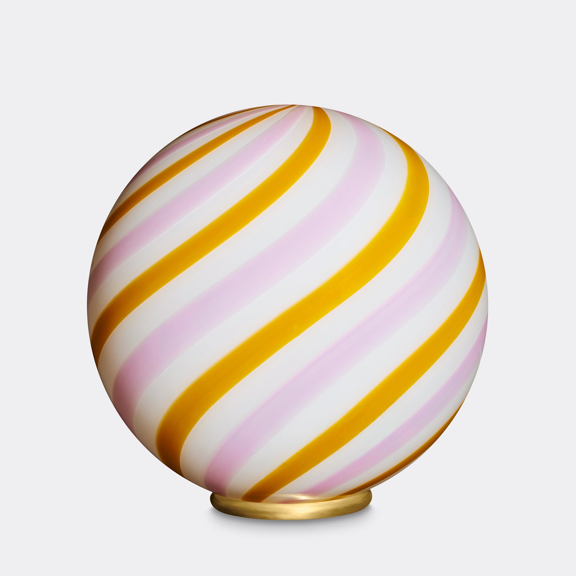 Murano Candy golvlampa gul/ljusrosa swirl D:40 cm