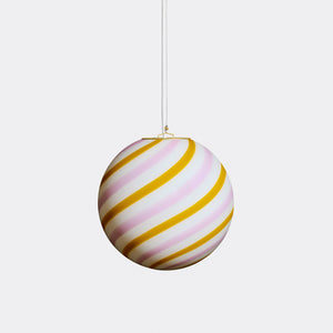Murano Candy pendel gul/rosa swirl D:30 cm