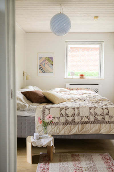 Stor Murano Candy pendel ljusblå swirl D:40 cm