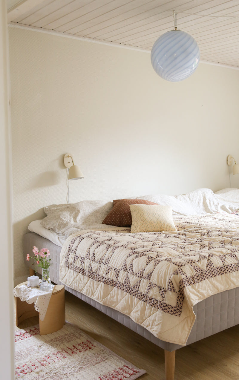 Stor Murano Candy pendel ljusblå swirl D:40 cm