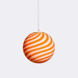 Murano Candy pendel orange/vit swirl D:30 cm
