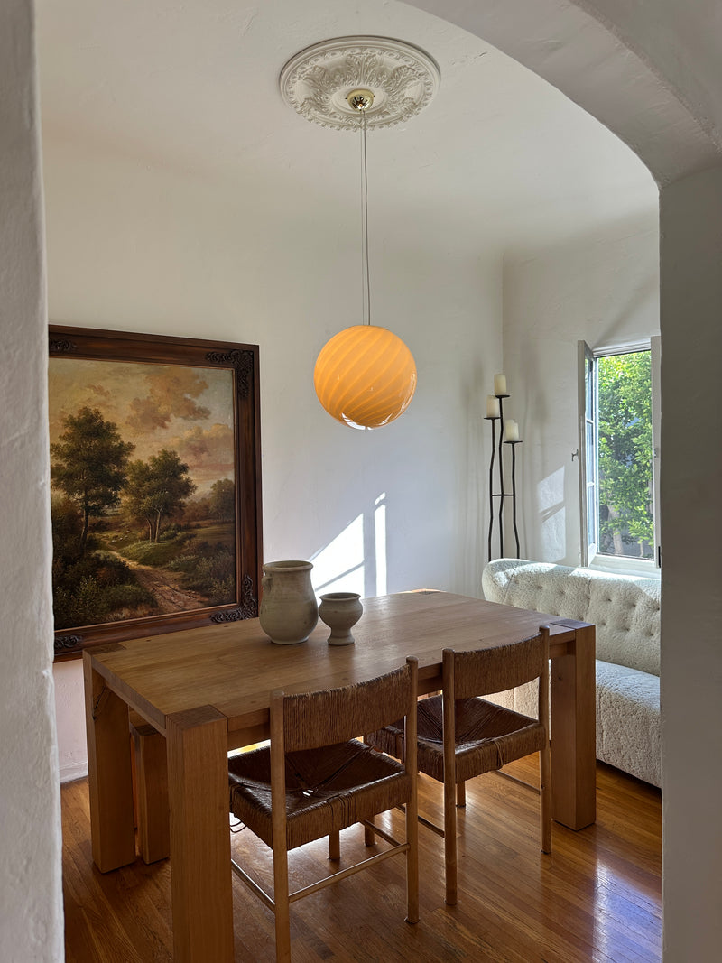 Stor Murano Candy-pendel gul swirl D:40 cm